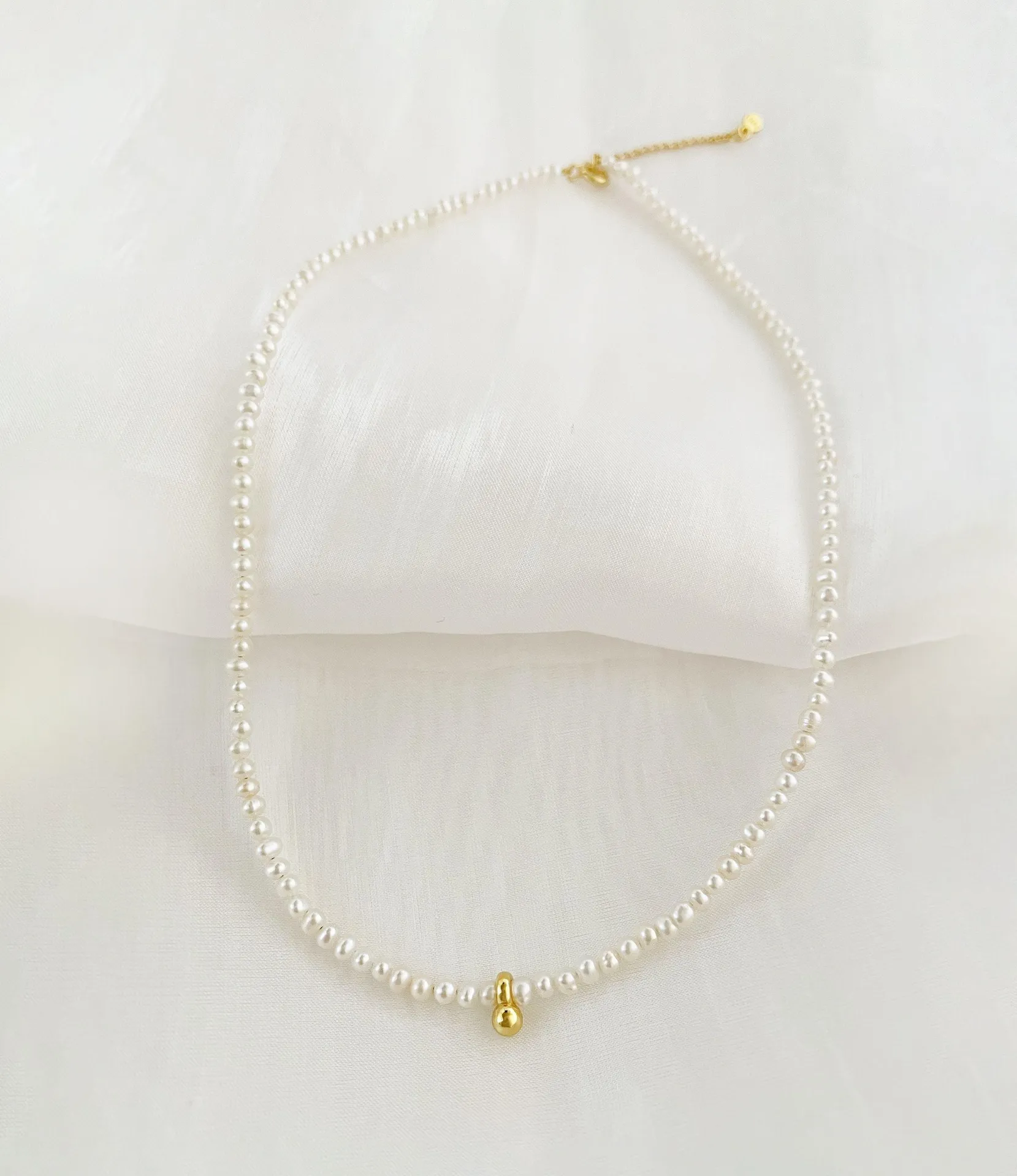 Rice Pearl Necklace , genuine Pearl Silver - Image 3