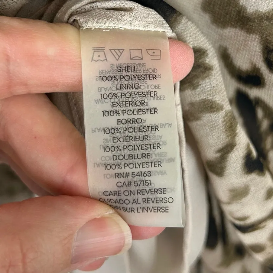 Calvin Klein Animal Print Chiffon Long Sleeve Shirt Size Large Ruffle Tie Neck - Image 8