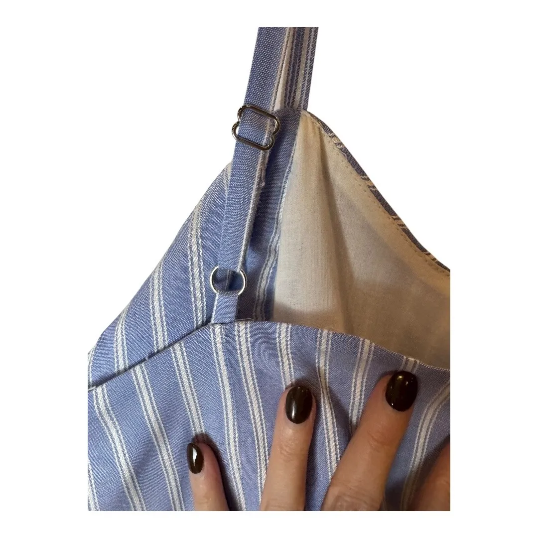 J Crew Jumpsuit Women 8 Blue White Striped Tie Front Cropped Wide Leg NWT Preppy - Image 6