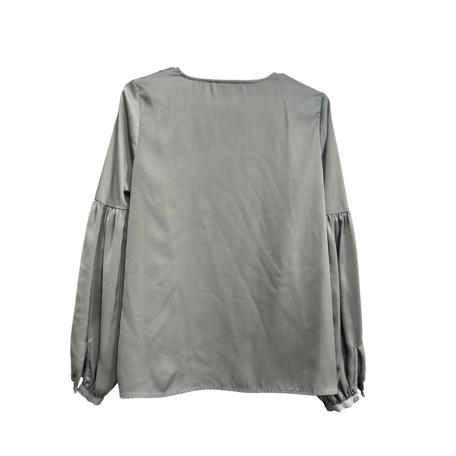 L'Academie Maya Blouse Olive Green V-Neck‎ Long Sleeve Balloon Size Small - Image 4