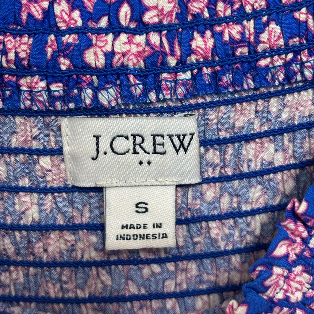 J. Crew Factory Floral Smocked Midi Dress in Polished Azurite Ivory - Image 3