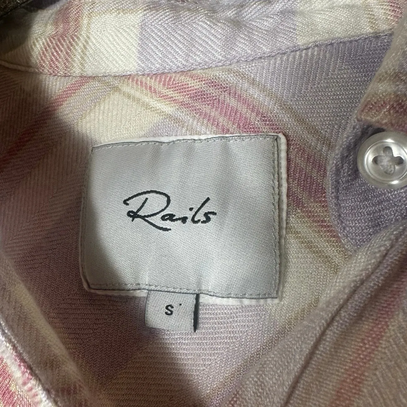 Rails Hunter Lavender Rose Cream Plaid Flannel Button Down Shirt - Image 4