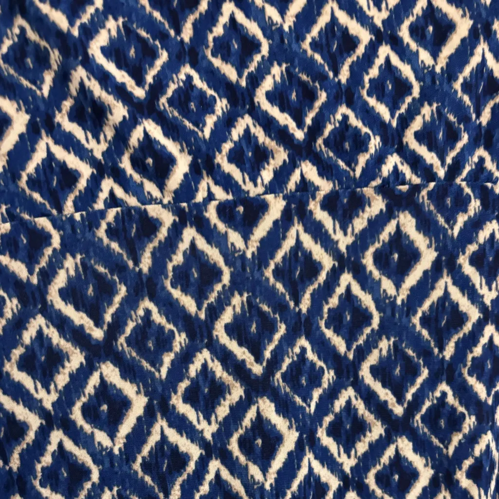 Lauren Ralph Lauren V-Neck Navy and White Patterned Midi Wrap Dress Size 12 - Image 8