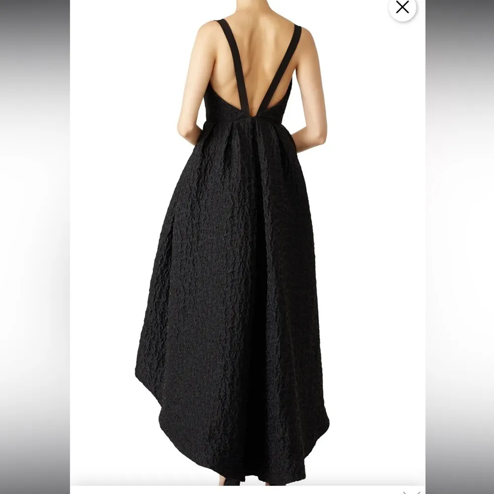 Cynthia Rowley Black High-Low Crinkle Textured Dress Event Gala Sz 4 (Fits Med) - Image 2