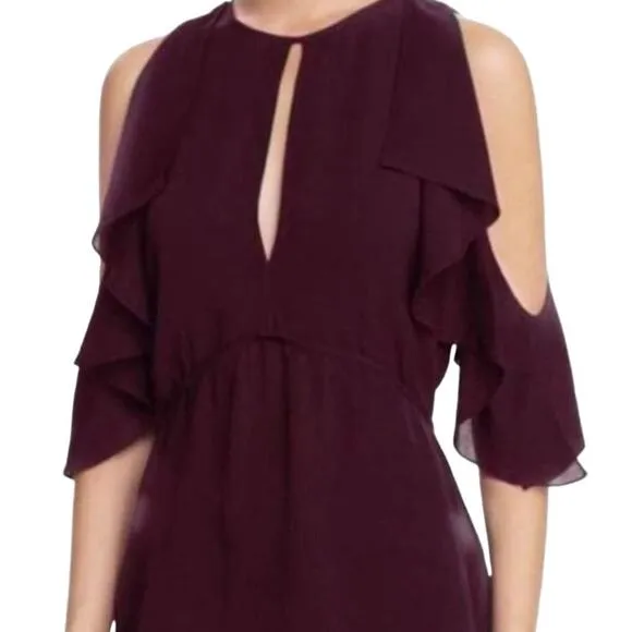 Theory Desiraya B Senna Cold Shoulder Ruffle Blouse - Size Small - Image 2