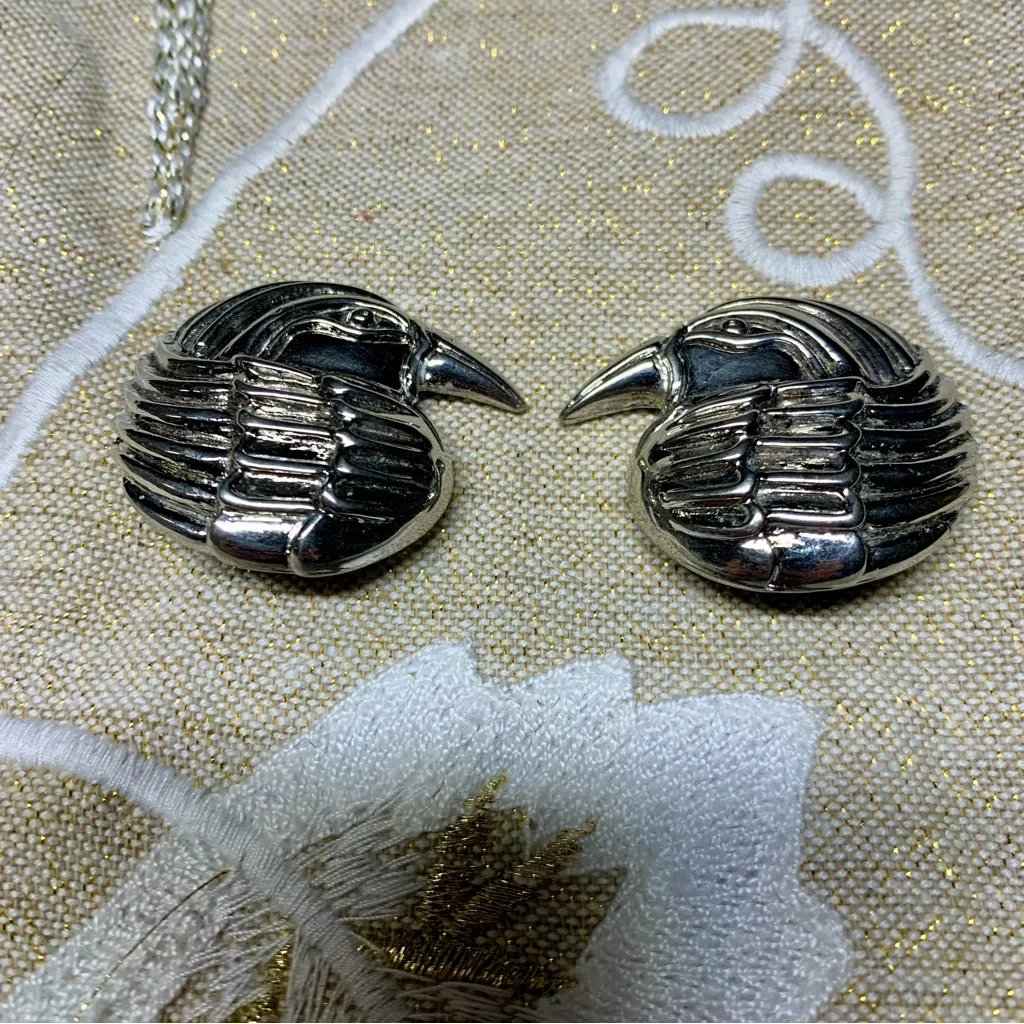 Laurel Burch Clip On Earrings Statement Eagle Bird Silver Tone Southwest Boho - Image 2
