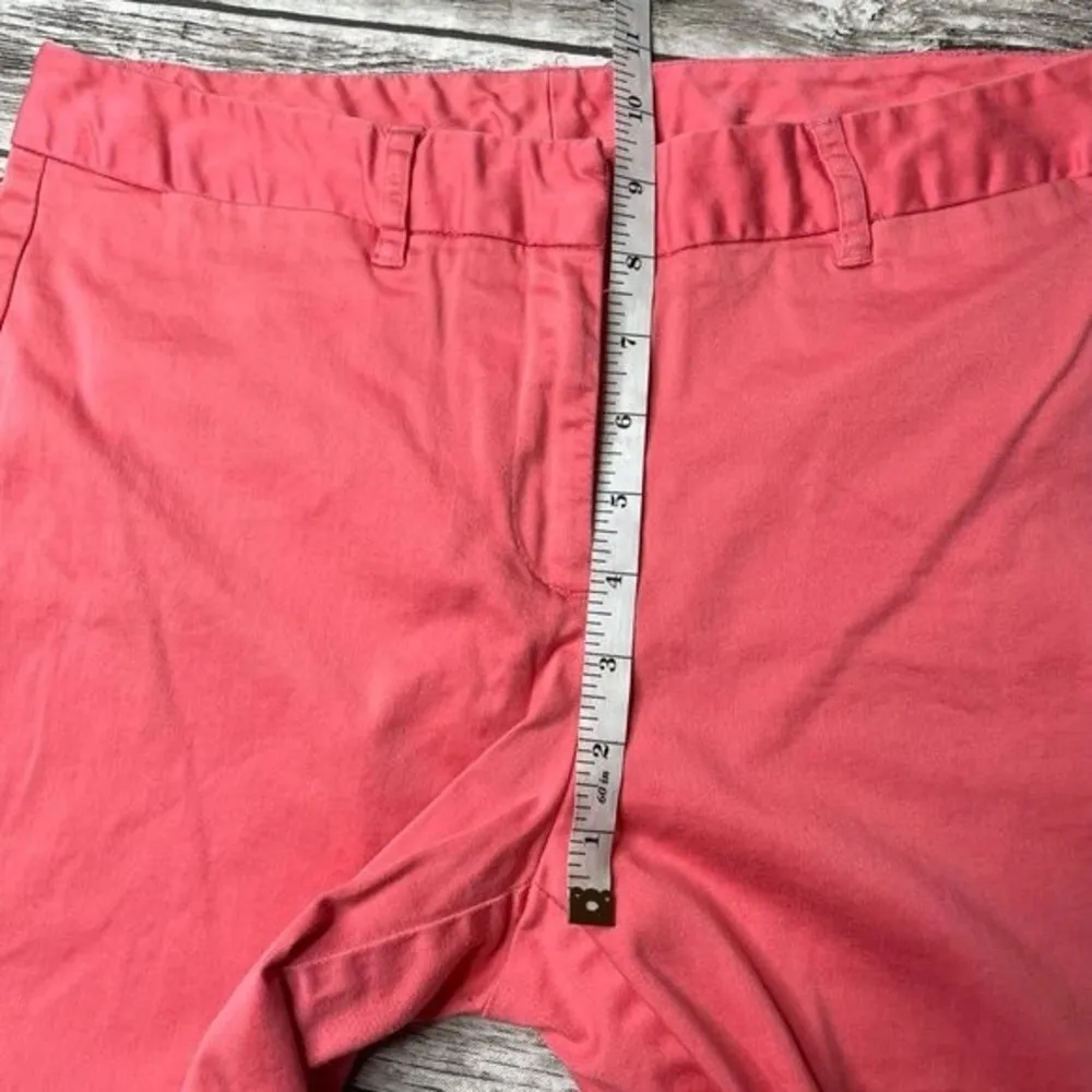 George Stretch Straight Ankle Cropped Pants 4 Bright Coral Salmon Pink Pockets - Image 8