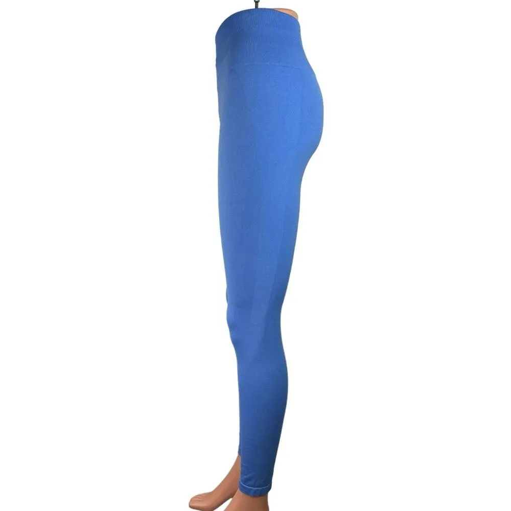 Aurola Women's Blue Mid Rise Elastic Waist Stretch Ankle Skinny Legging Pants S - Image 2
