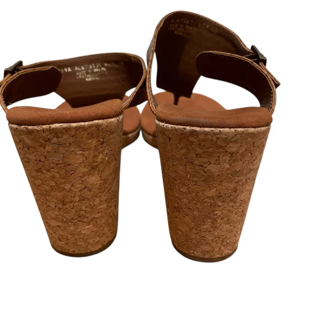 Lauren Ralph Lauren Ayva Polo Tan Embossed Croc Wedge Sandals Womens Size 11 - Image 7