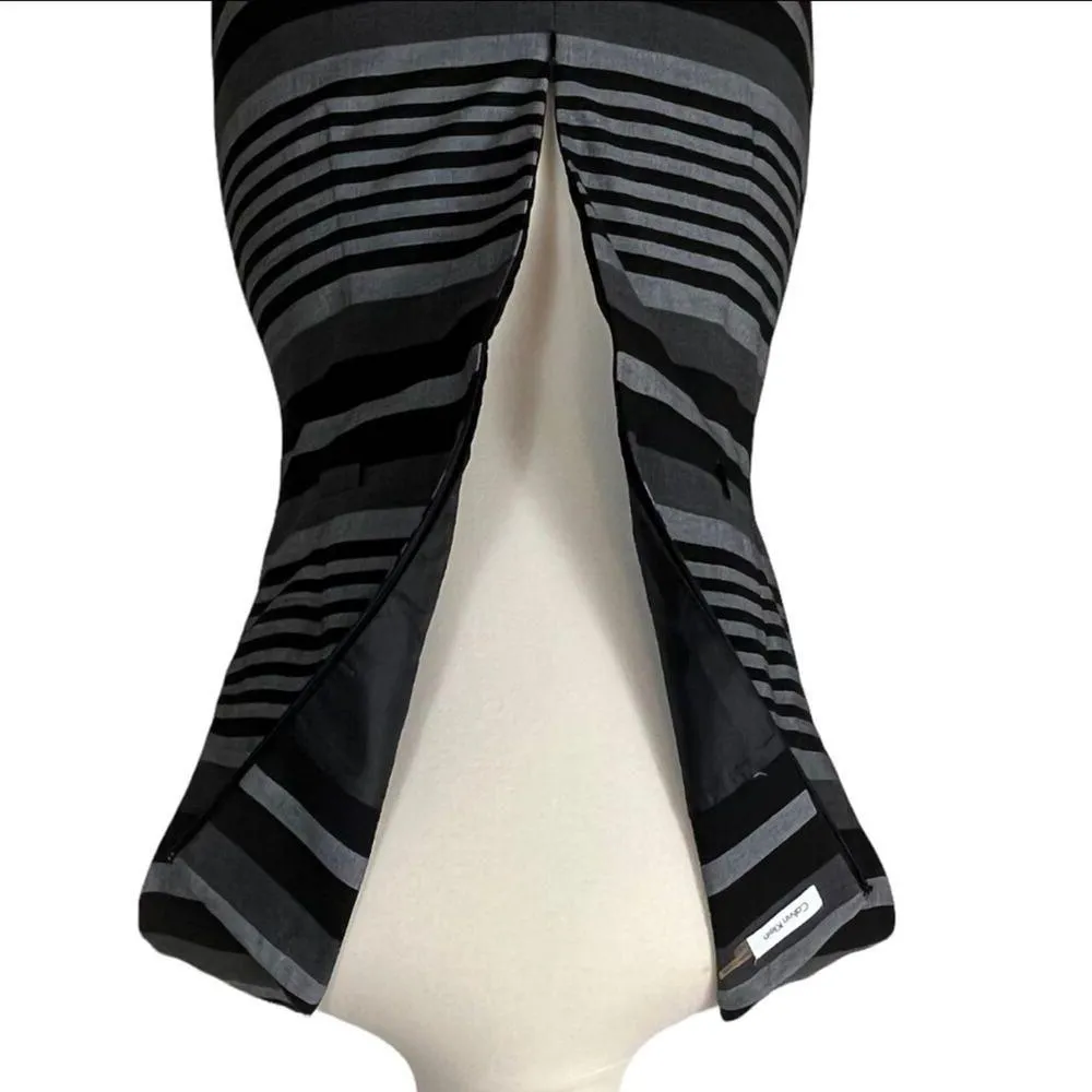 Calvin Klein Sheath Dress Sleeveless Black Gray Stripe Women's Size 14 Plus - Image 9