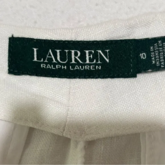 Lauren Ralph Lauren Women's 100% Linen White Shorts Chino Coastal Casual‎ sz 10 - Image 4