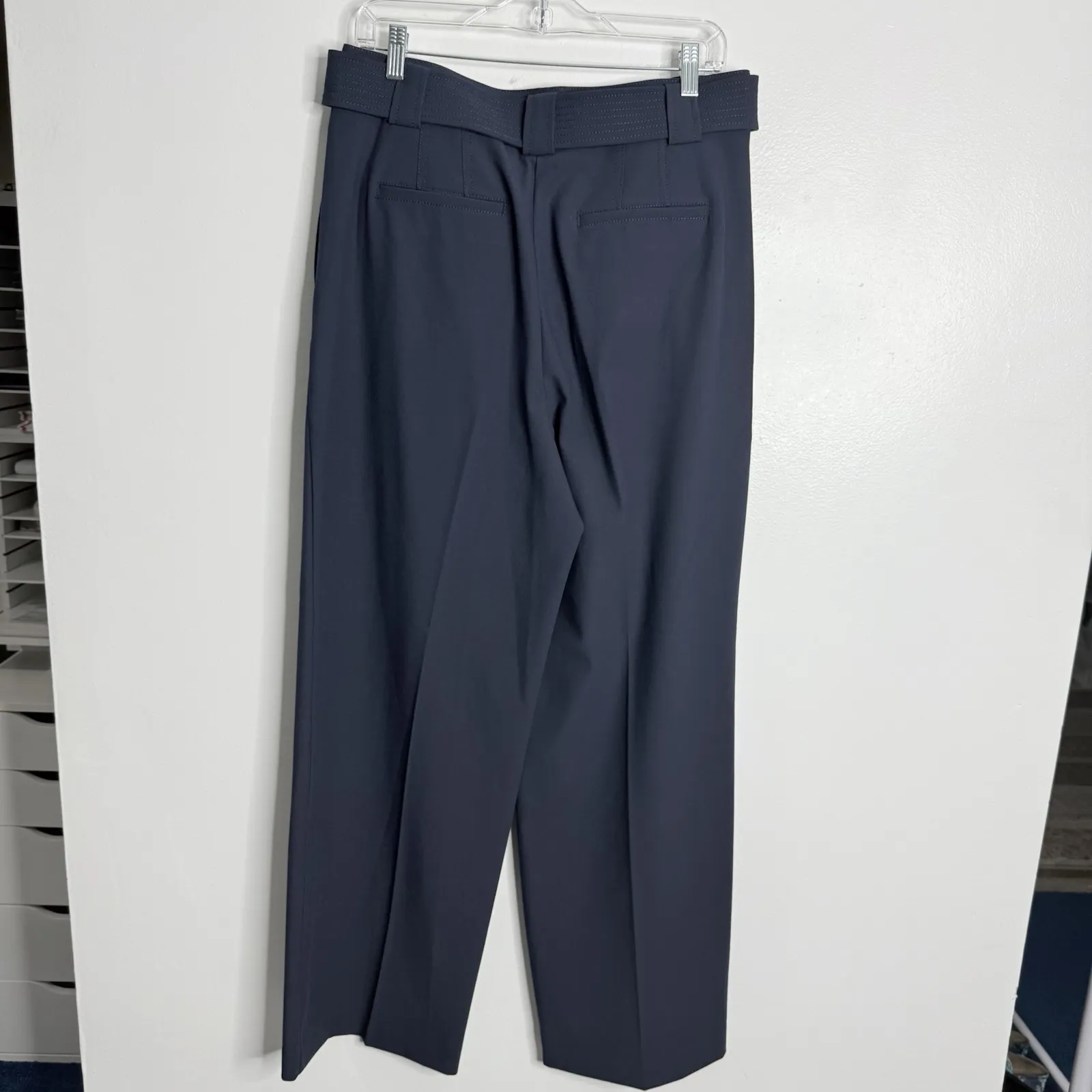 NWOT Ann Taylor The Belted Straight-Leg Pant Pure Sapphire Size 14 Workwear‎ - Image 3
