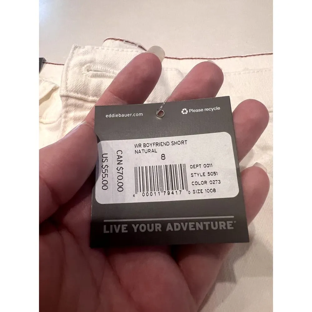 NWT Eddie Bauer Boyfriend Fit Jean Shorts Relaxed Fit Cream Sz 8 Preppy Modest - Image 5