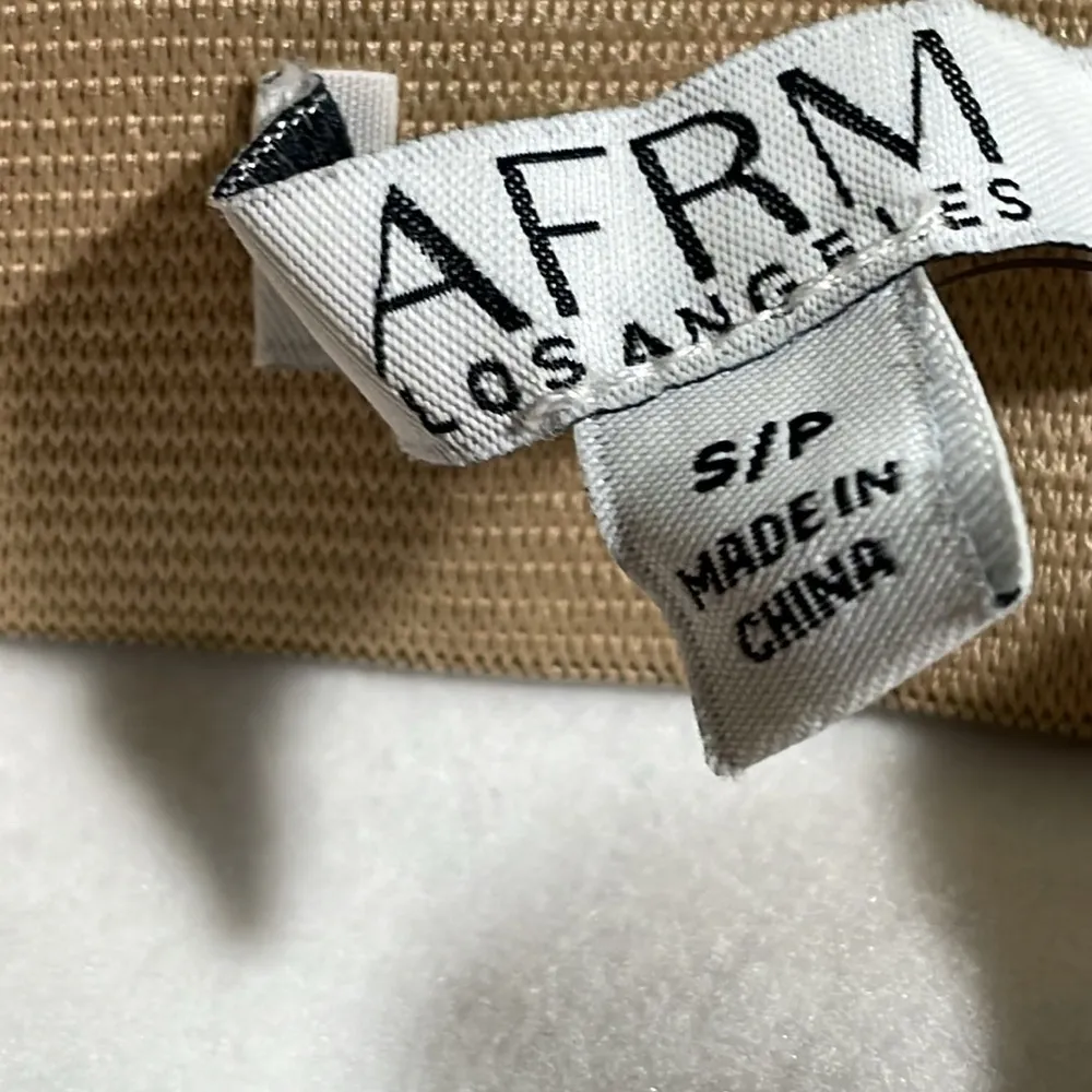 AFRM Los Angeles Bellis Fauz Leather Mini Skirt Front Split Cuban Sand S NWT - Image 4