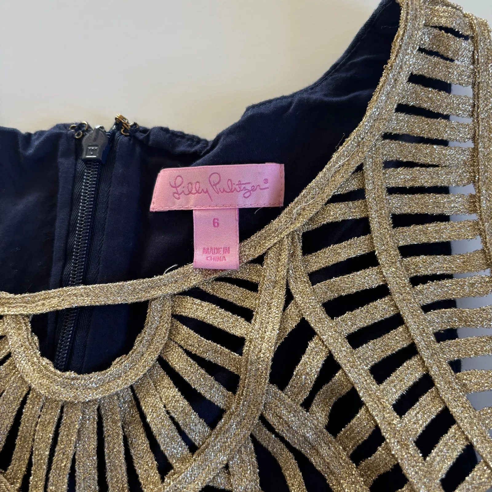 Lilly Pulitzer Tana Shift Dress True Navy/Soutache Gold Women’s Size 6 Classic - Image 5