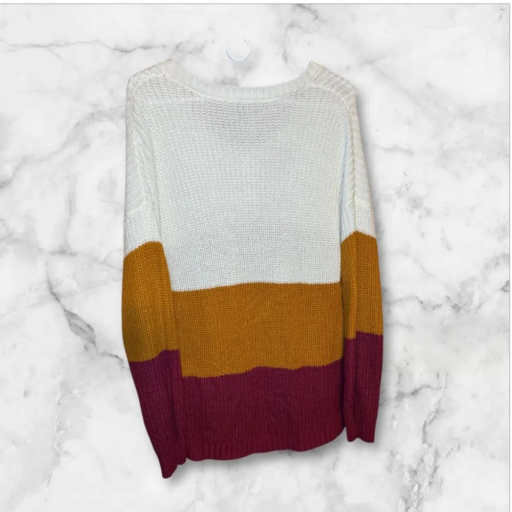 CURATED by Instant Message long Sleeve Boxy Sweater XLarge White Mustard Size XL - Image 4