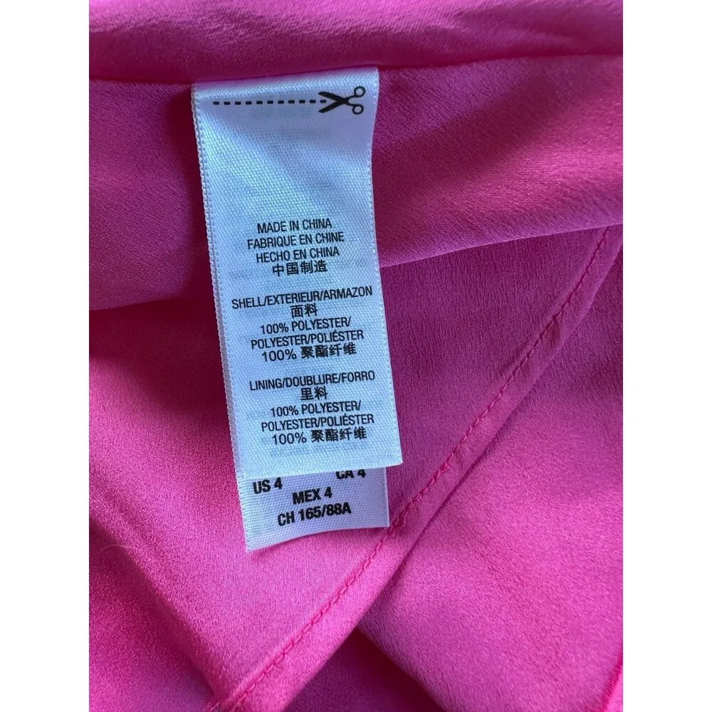 Juicy Couture Hot Pink V-neck Plunge Empire Side Pockets Highlighter Dress 4 - Image 6