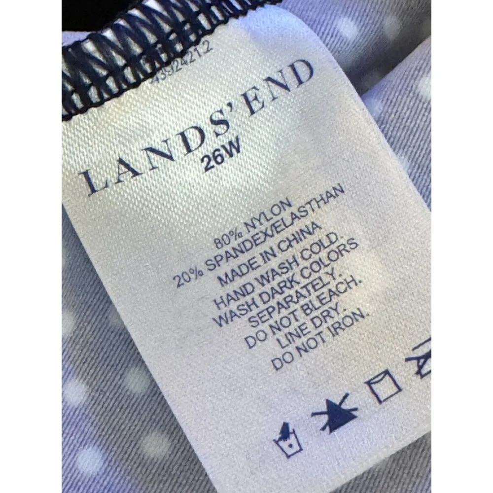 Lands End Swimsuit Tankini Top Size 26W Blue/White Polka-Dot Halter Cross Back - Image 3
