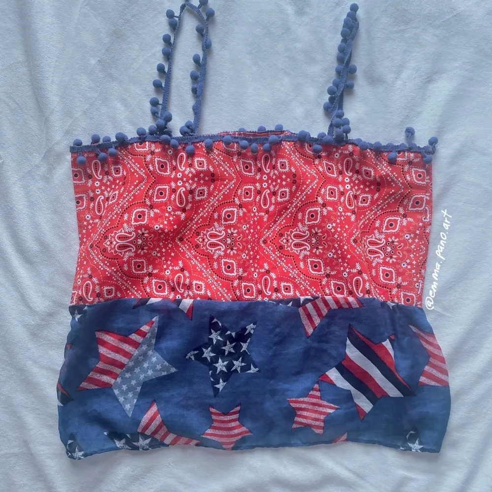 red white blue stars striped tank top Size XS - Image 2