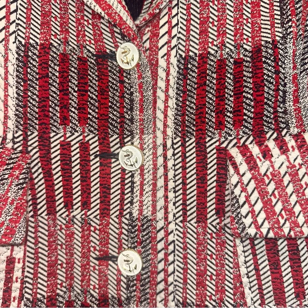 Cabi Red Patchwork Blazer red white & navy blue Nautical XS - Image 5