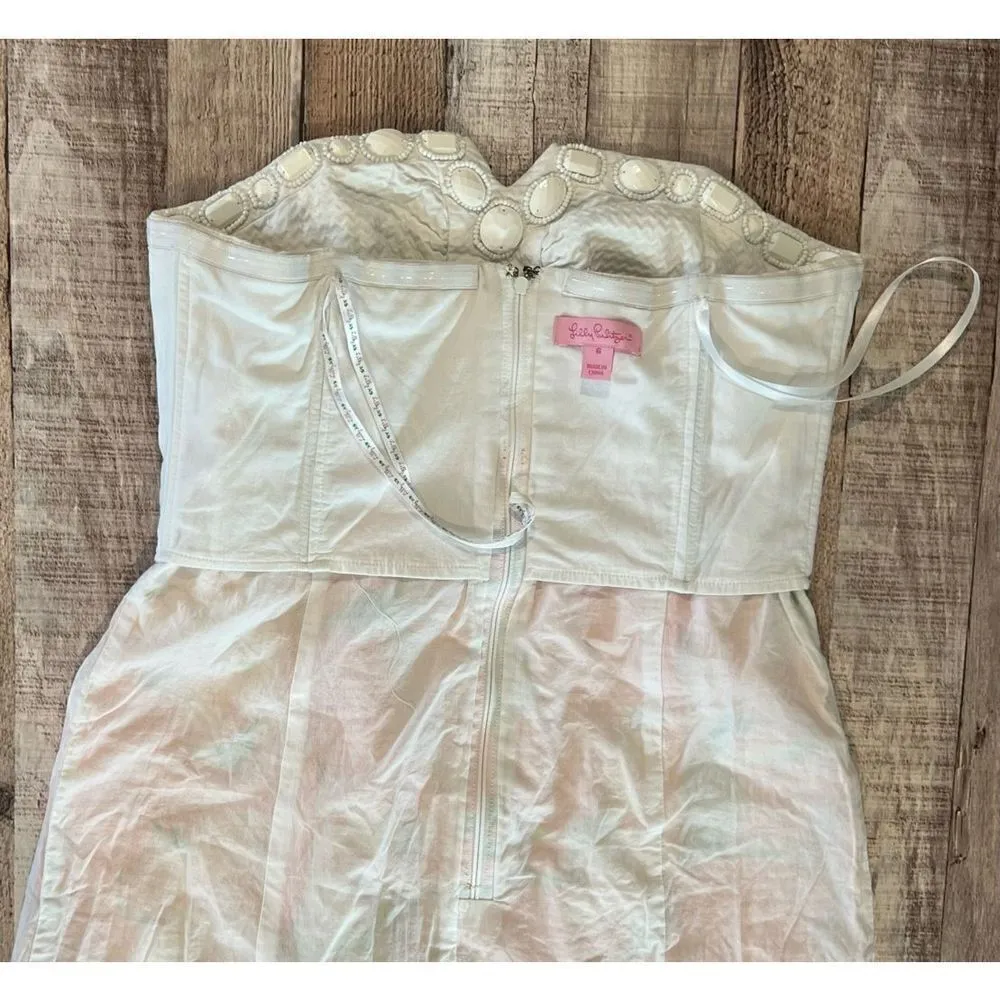 Lilly Pulitzer 78400 The Bowen Dress Strapless‎ Lace Down by the Docks sz 6 - Image 12