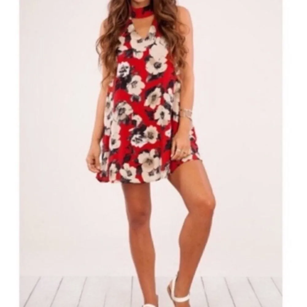‎Floral Choker Dress Red - Image 4