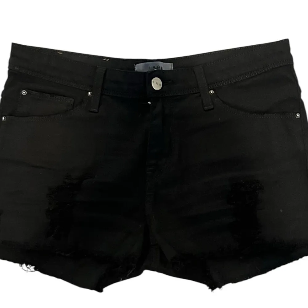 IRO Black Distressed Jean Shorts - Image 2