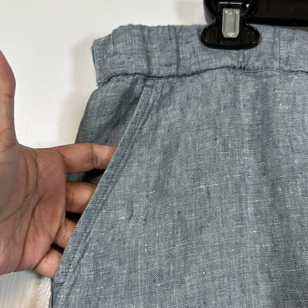 J Jill - PureJill Linen Blue White Roll Tab Leg Crop Pant Size XLT NWT #1350-LA - Image 4