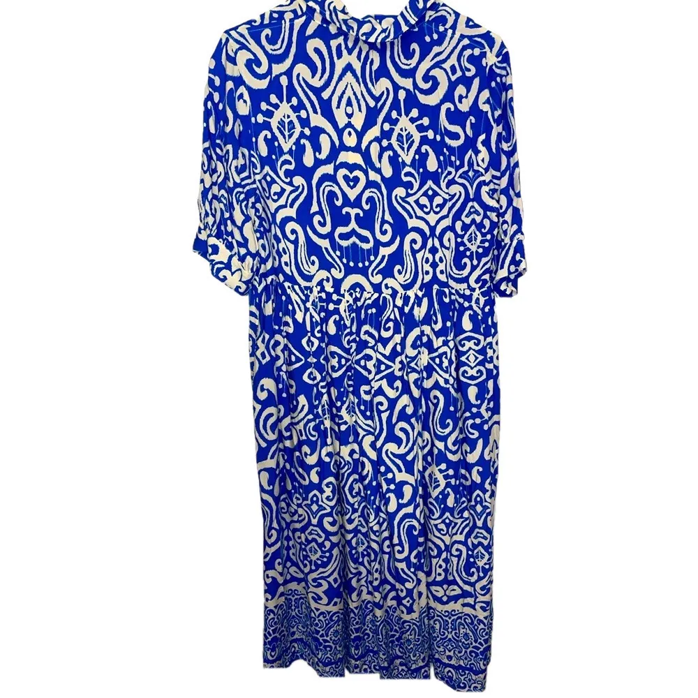 NWT ENTRO Midi Dress Women Small Airy Flowy Paisley Resort Coastal Beach Garden - Image 11