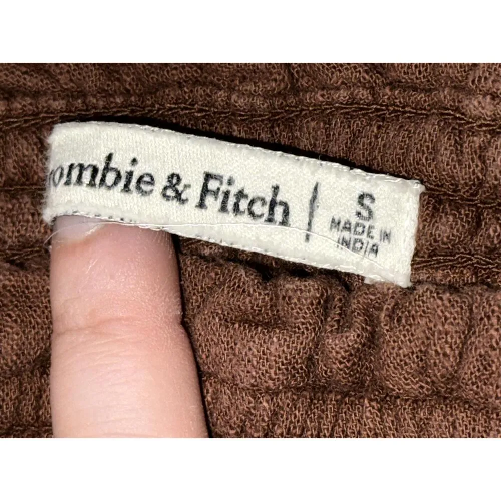 Abercrombie & Fitch Brown Ruffle Smocked Babydoll Strapless Tube Top Size Small - Image 4