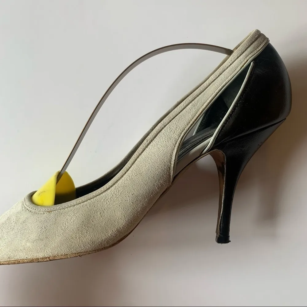 Narciso Rodriguez White And Black Suede Heels Size 40 - Image 11