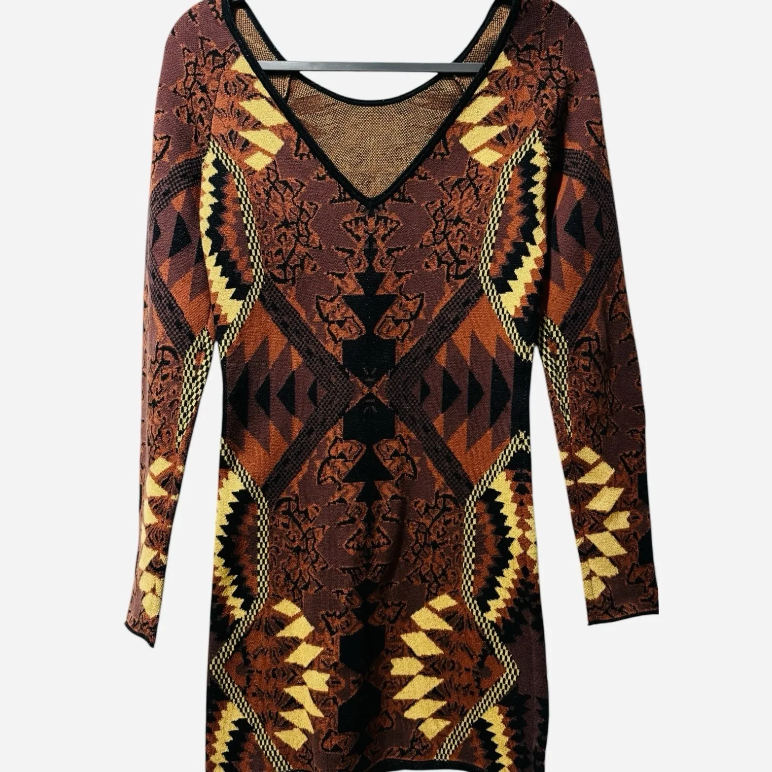 Free People HUNTRESS OF A MAN Sweater Knit Low Back Mini Dress Boho Chic Size S - Image 6