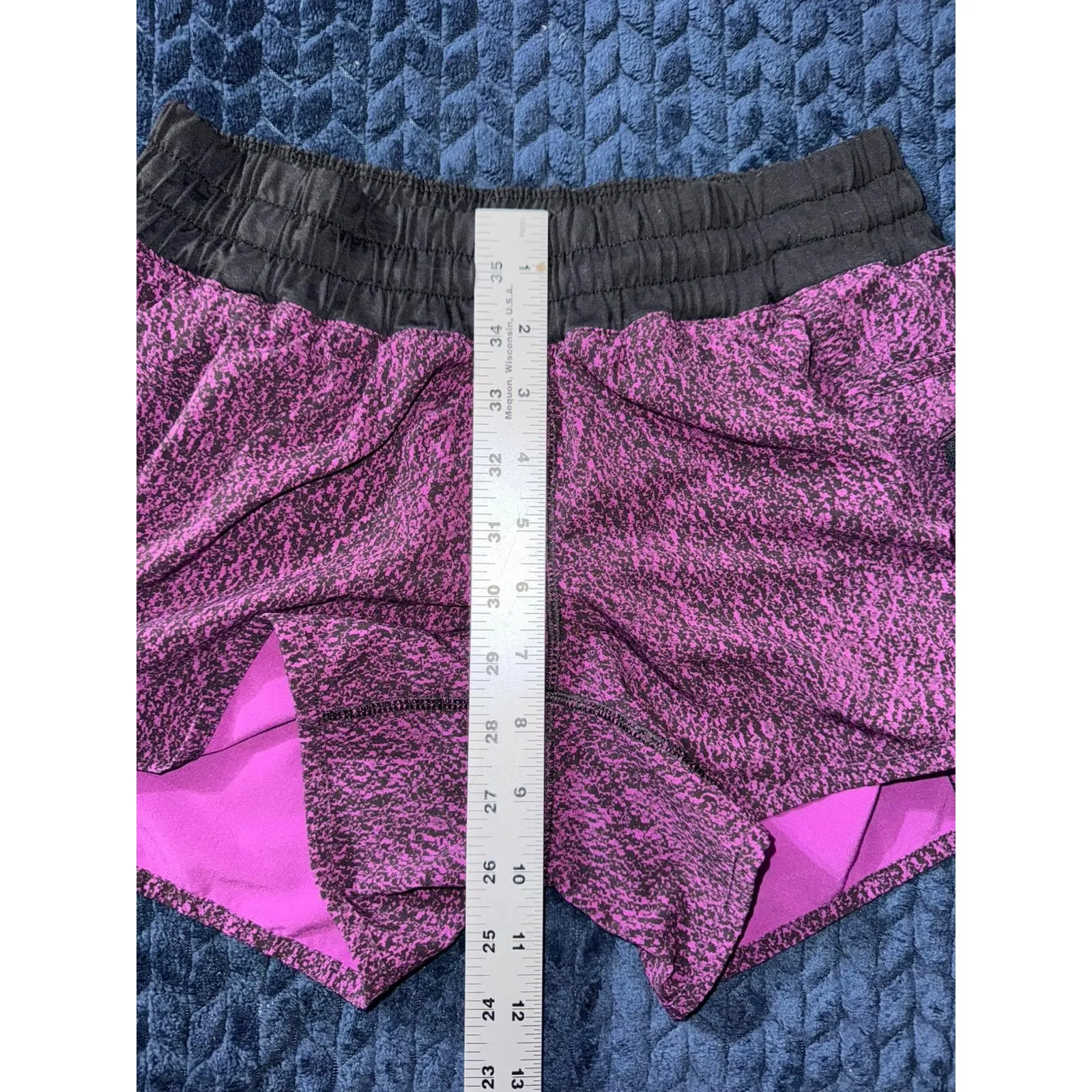 Lululemon Women's Run‎ Times Shorts Speckled Foil Magenta Purple Black Size 6 - Image 8