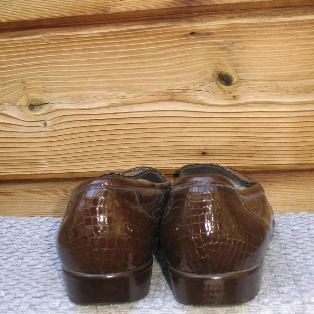 SAS Simplify Croc Embossed Comfort Loafers NARROW Brown Size 9.5 - Image 6