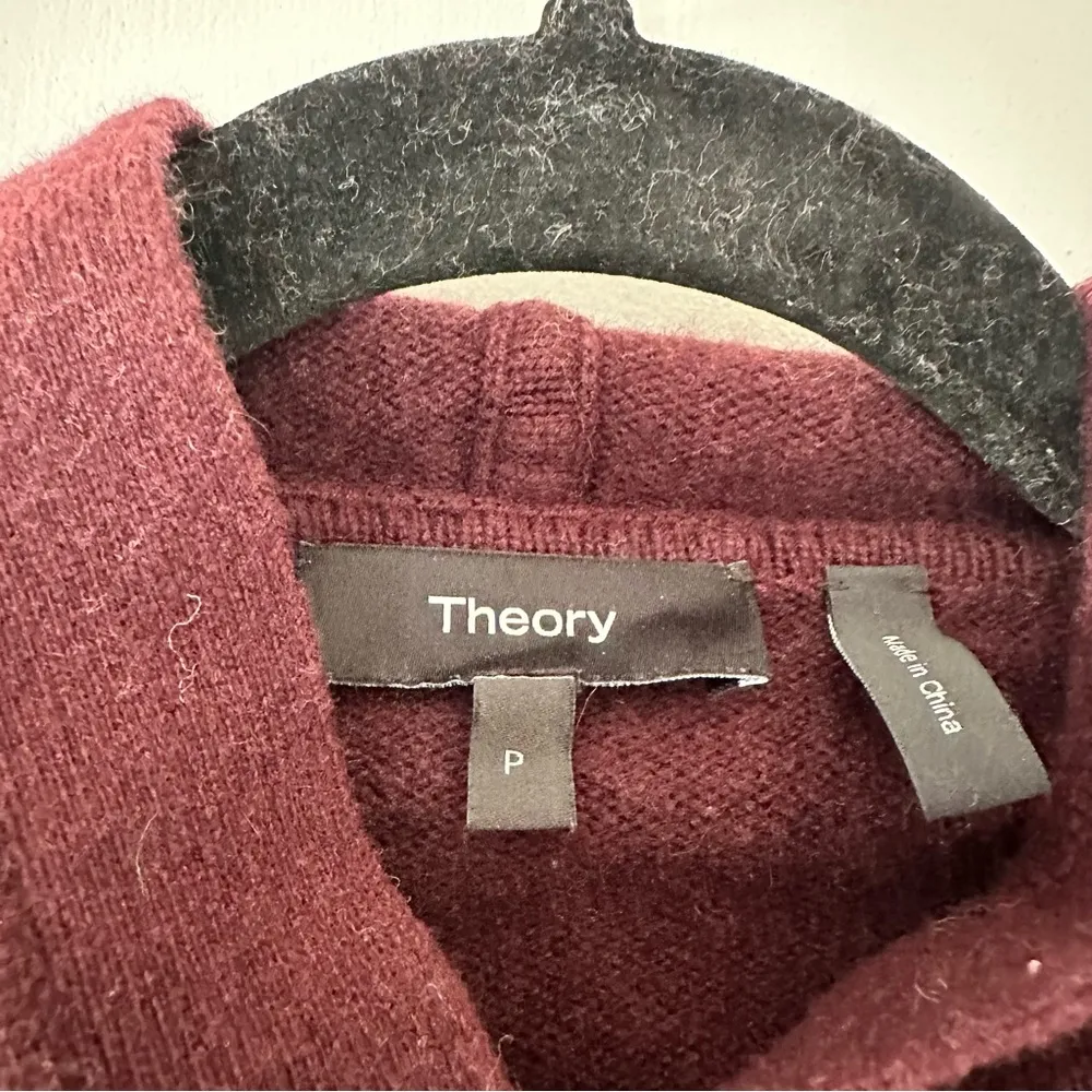 Theory Clean Hoodie Montana Wool Maroon - Image 6