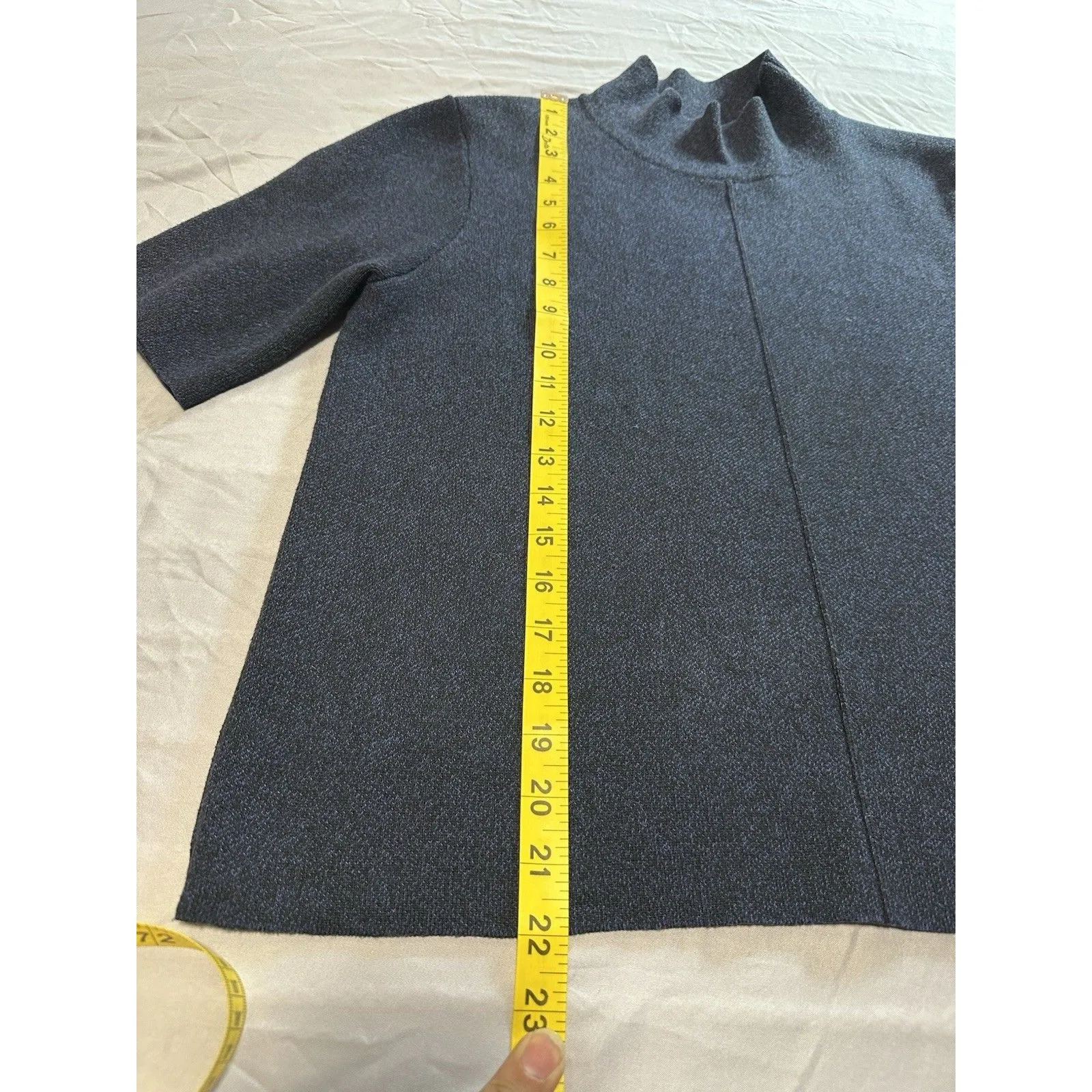 Zara Mock Neck Knit Sweater, dark blue, women's size L - Image 2