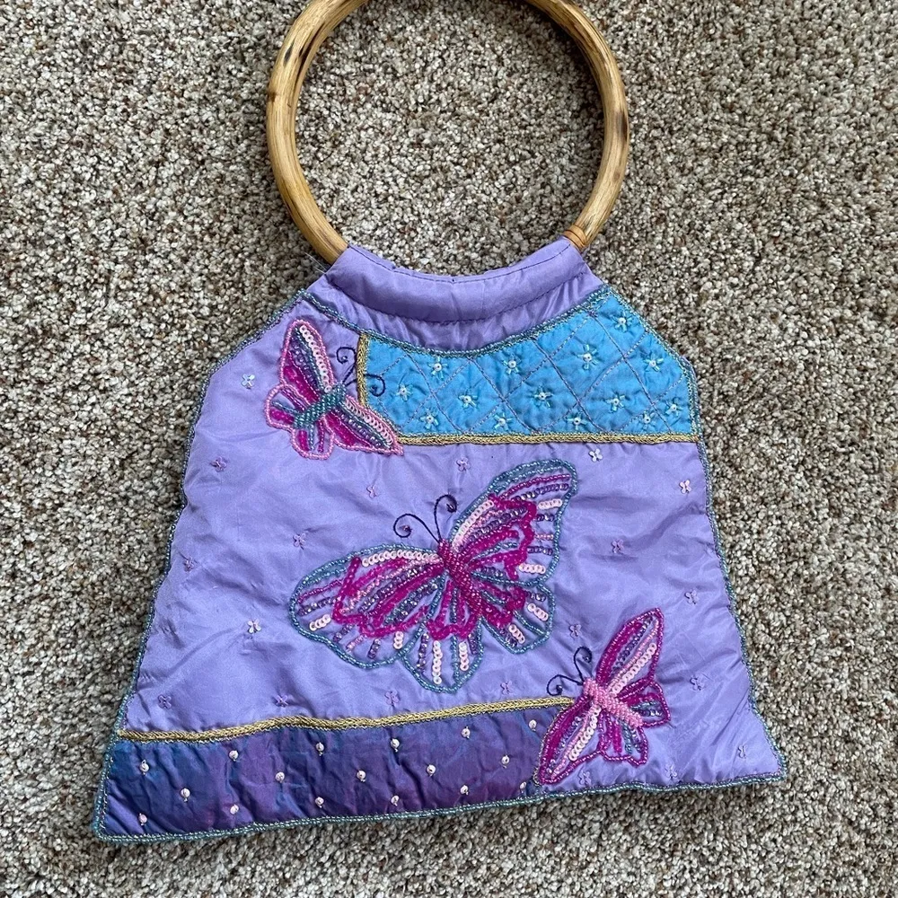 Handmade purple bag with coin purse - Image 2