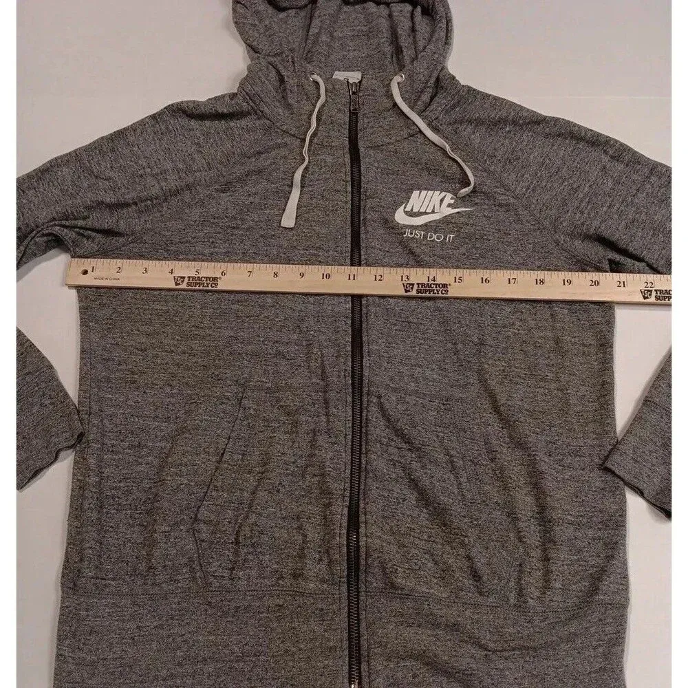 Vintage Nike Hooded Full Zip Light Weight Track Jacket size Medium Gray - Image 7