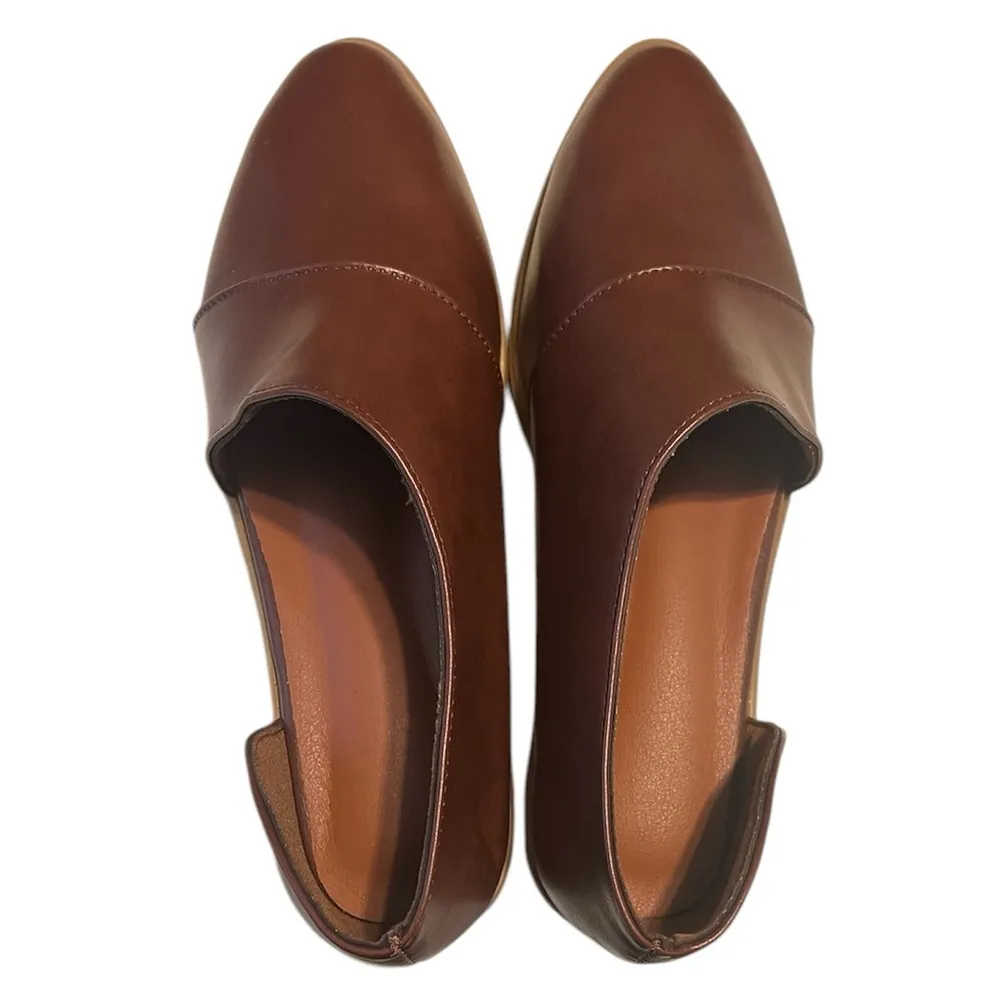 Brown Faux Leather Boots Booties with Cutout Sides Size 8 New - Image 3