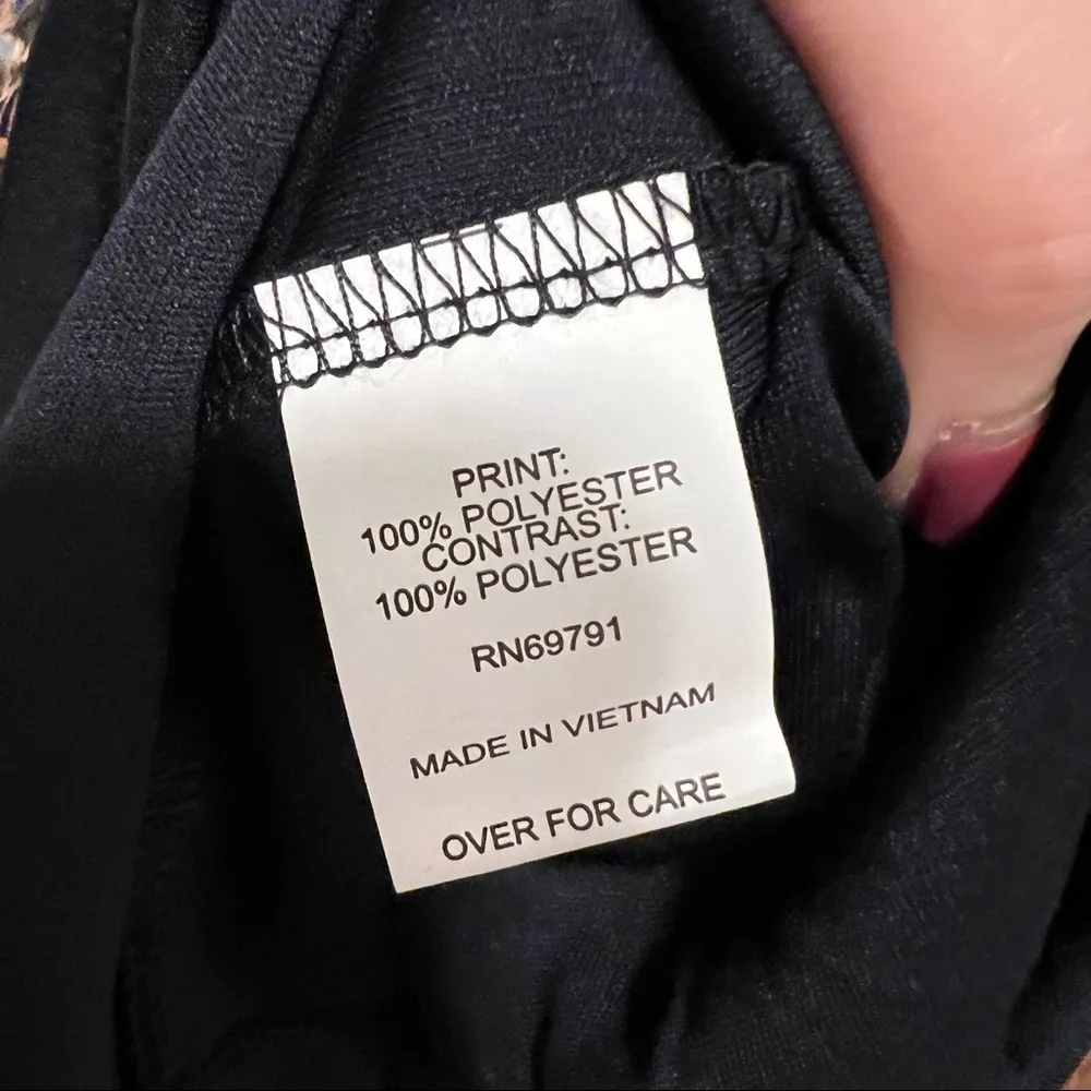 Black Tan Paisley Print Bohemian Mock Neck Long Sleeve Blouse Size Medium NWT - Image 6