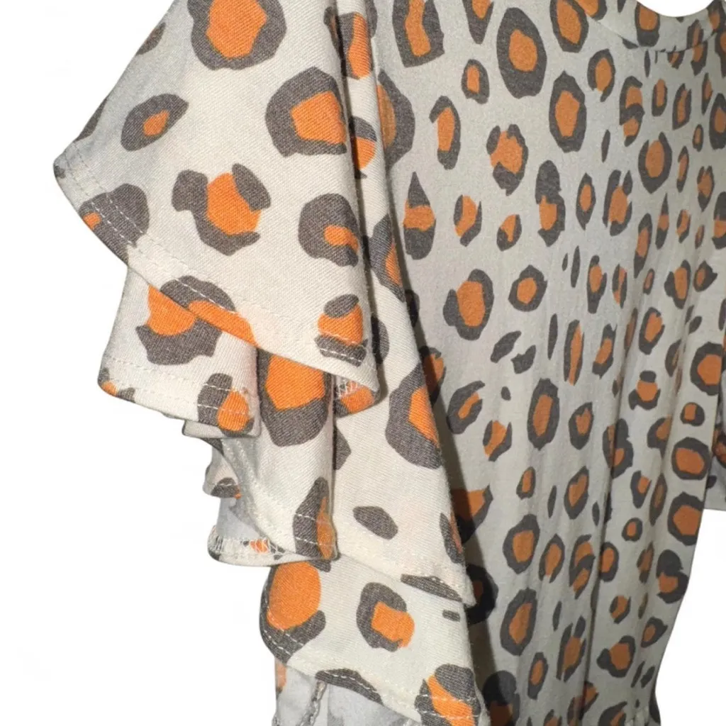 Chic Leopard Print Ruffle Sleeve Blouse Brown Size M - Image 3