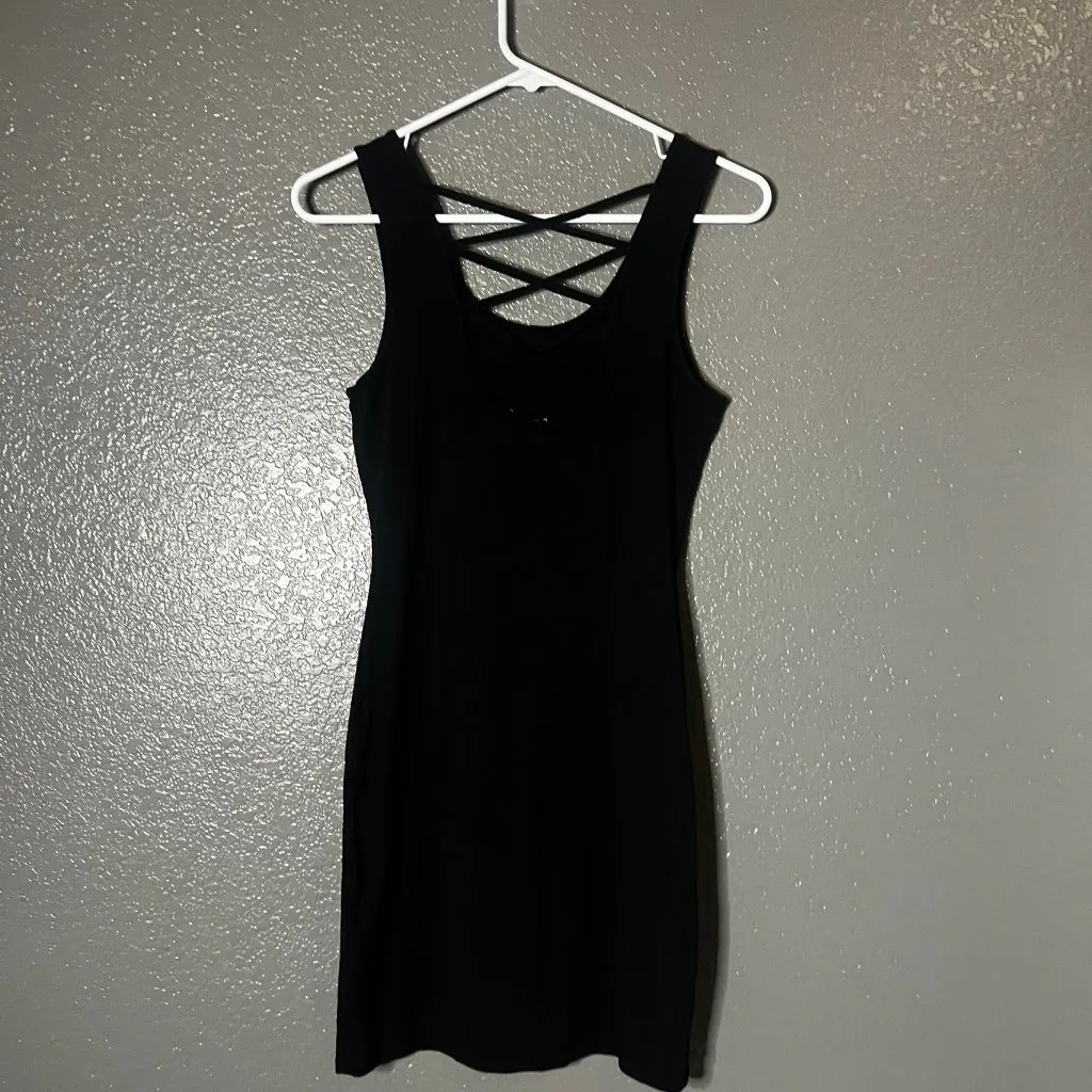 Women’s Small Black Sleeveless Bodycon Dress Crisscross Back S - Image 4