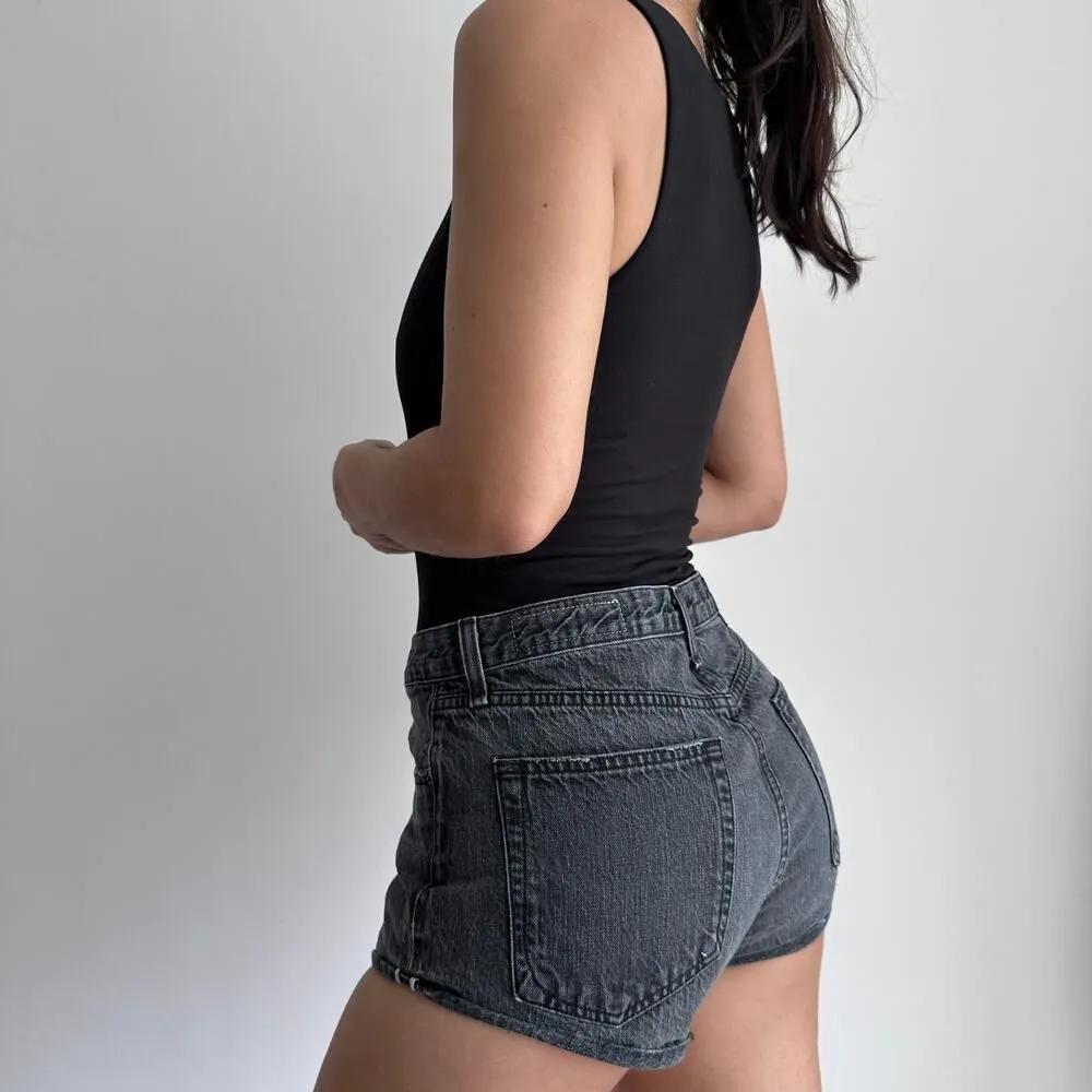 Rag & Bone Jean Shorts Womens 27 Black Mid Rise Exposed Button Fly Festival - Image 2