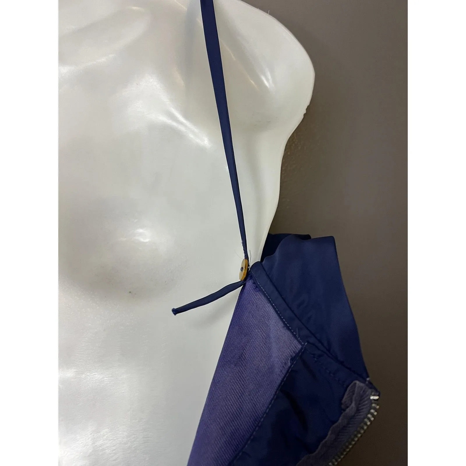 Vintage Loomtogs Swim Dress Womens Small Navy Blue One Piece Bow Zip Back 50s - Image 6