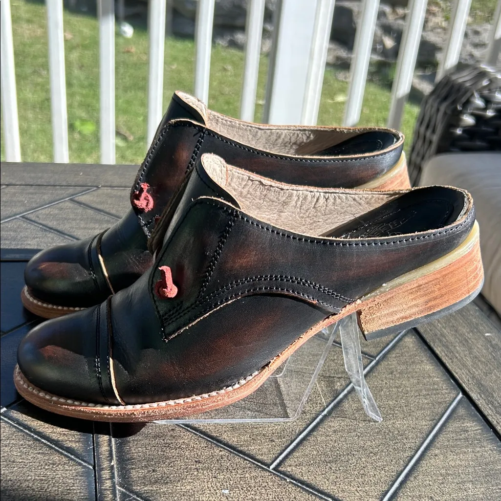 Freebird by Steven Malena Black Cherry Leather mules block heel western size 9 - Image 2