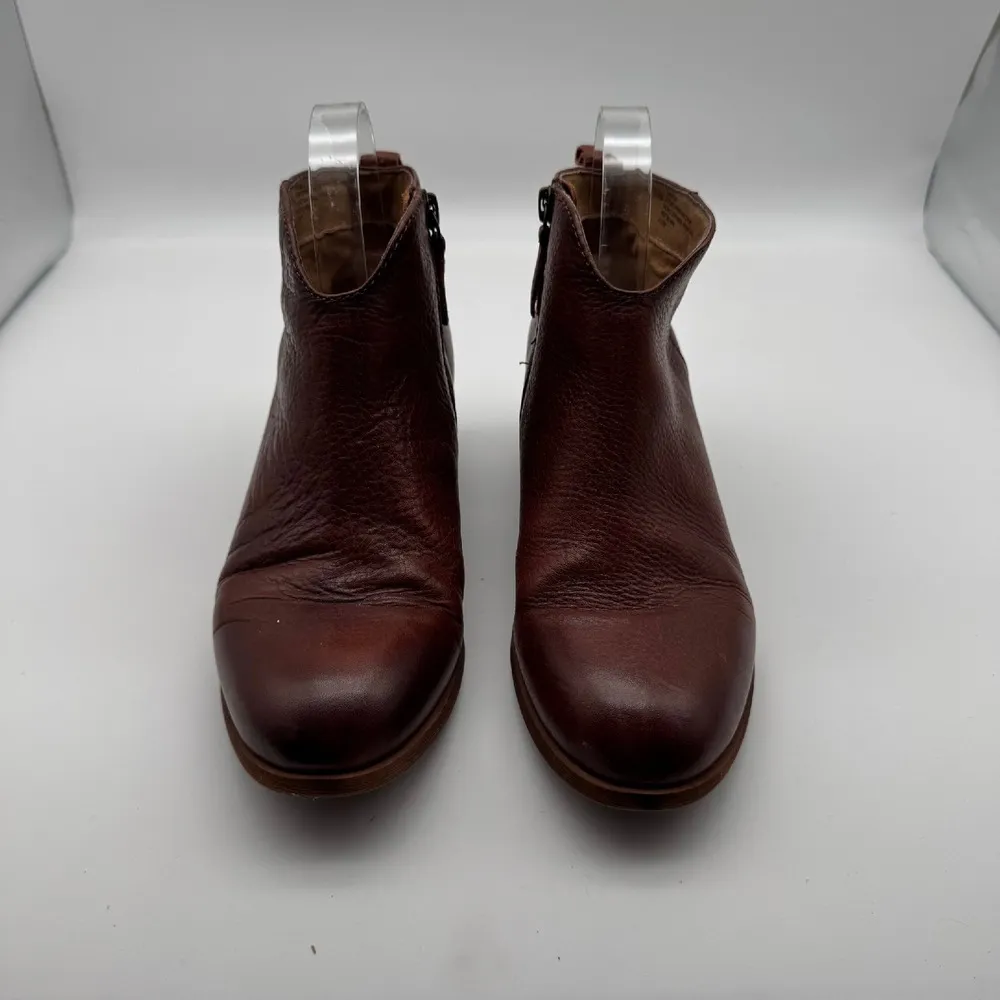 Sofft Leather Ankle Booties Sz 6.5 Western Rodeo Cowboy Brown Zip‎ Up Block Heel - Image 2