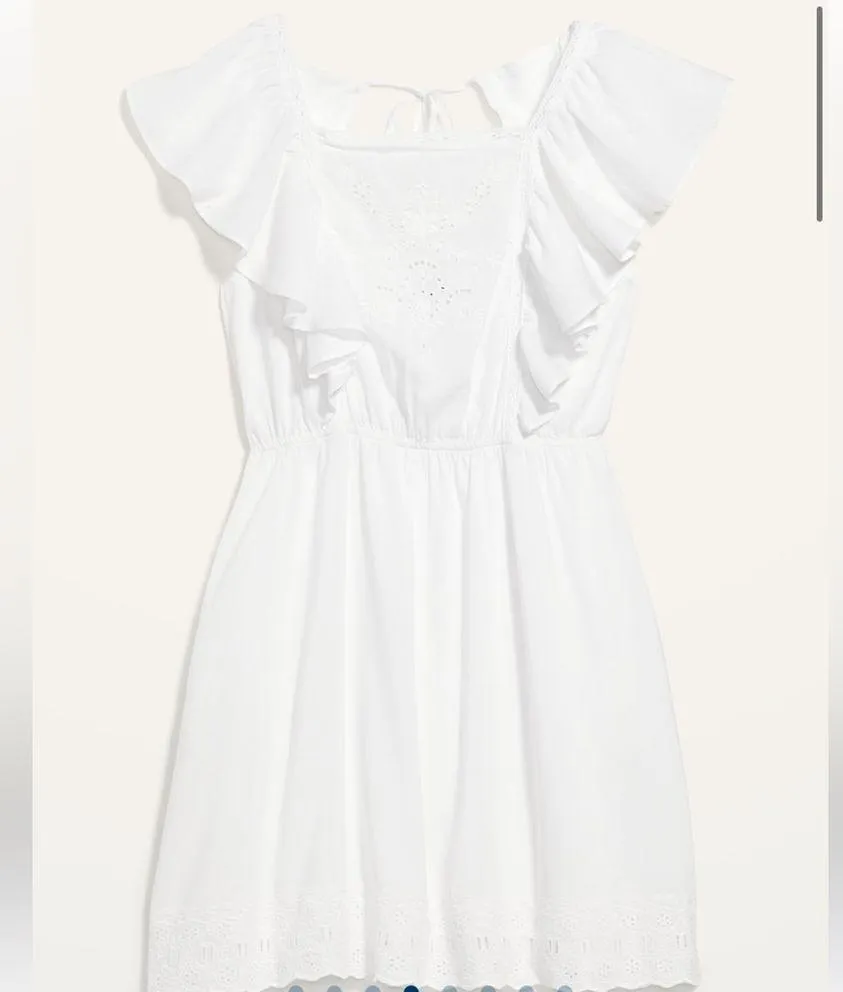 New  waist-defined flutter-sleeve tie-back mini dress, size xl - Image 13