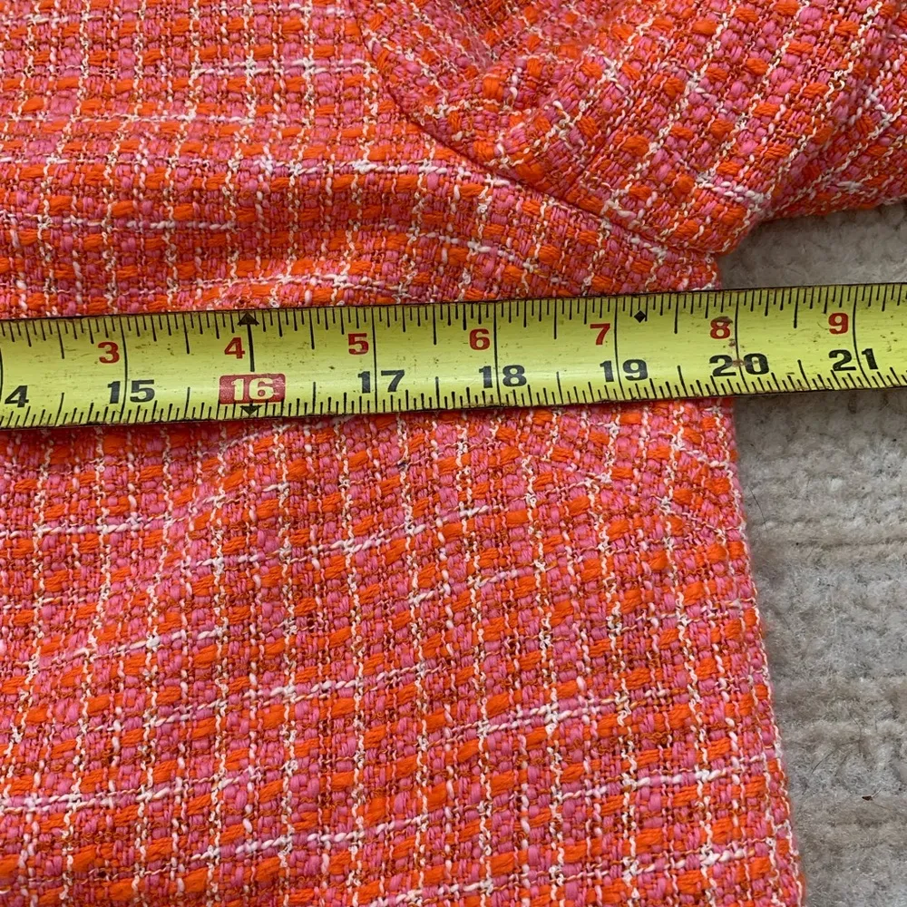 J. JILL Dahlia Blazer Tweed Jacket Size Small Coral Pink Career Office Spring Orange - Image 12