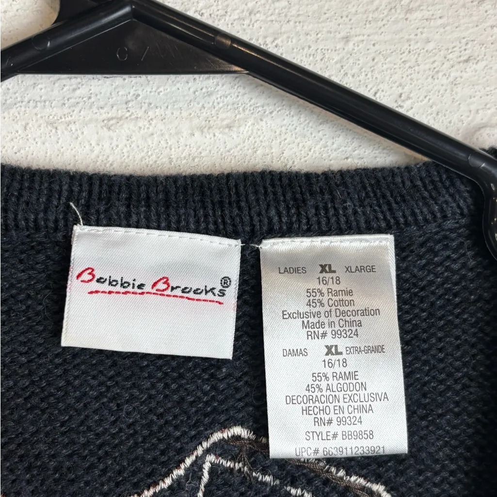 Vintage Bobbie Brooks 1990’s Winter Christmas Thick Knit Sleeveless Chic Sweater Black Size XL - Image 4