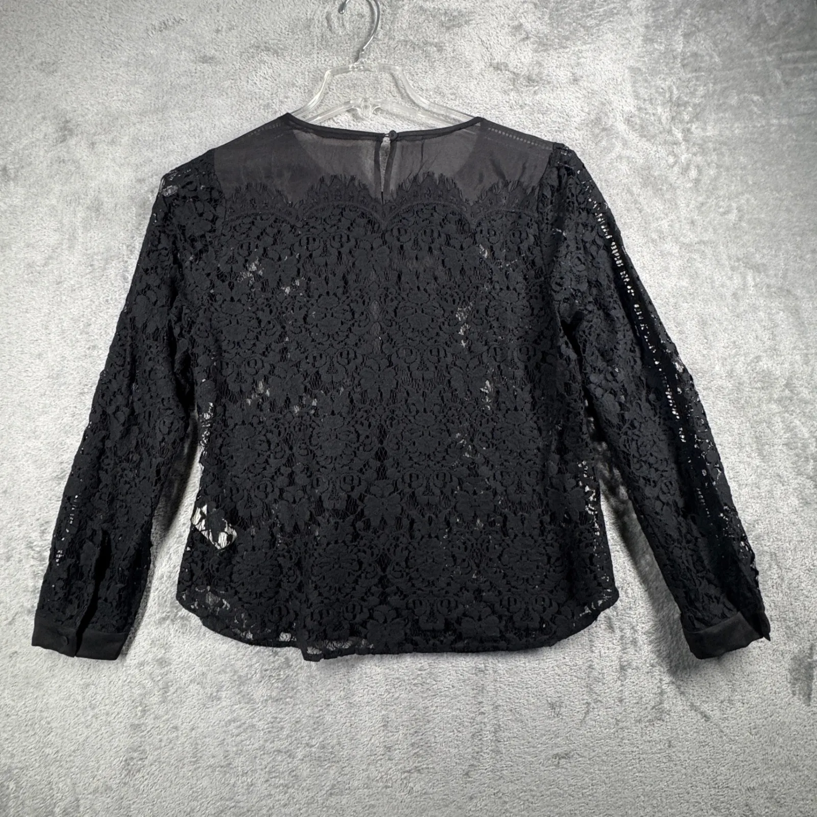 Rebecca Taylor Blouse Black Lace Sheer Top Medium Gothic Dark Romantic Feminine - Image 3